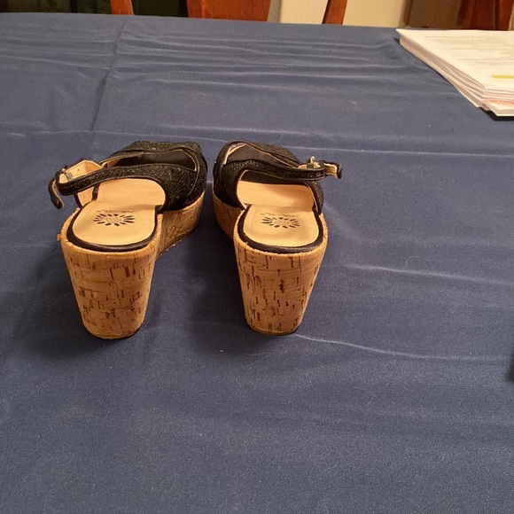 Yellow Box Black Sequin Wedge Sandals - Picture 3 of 5